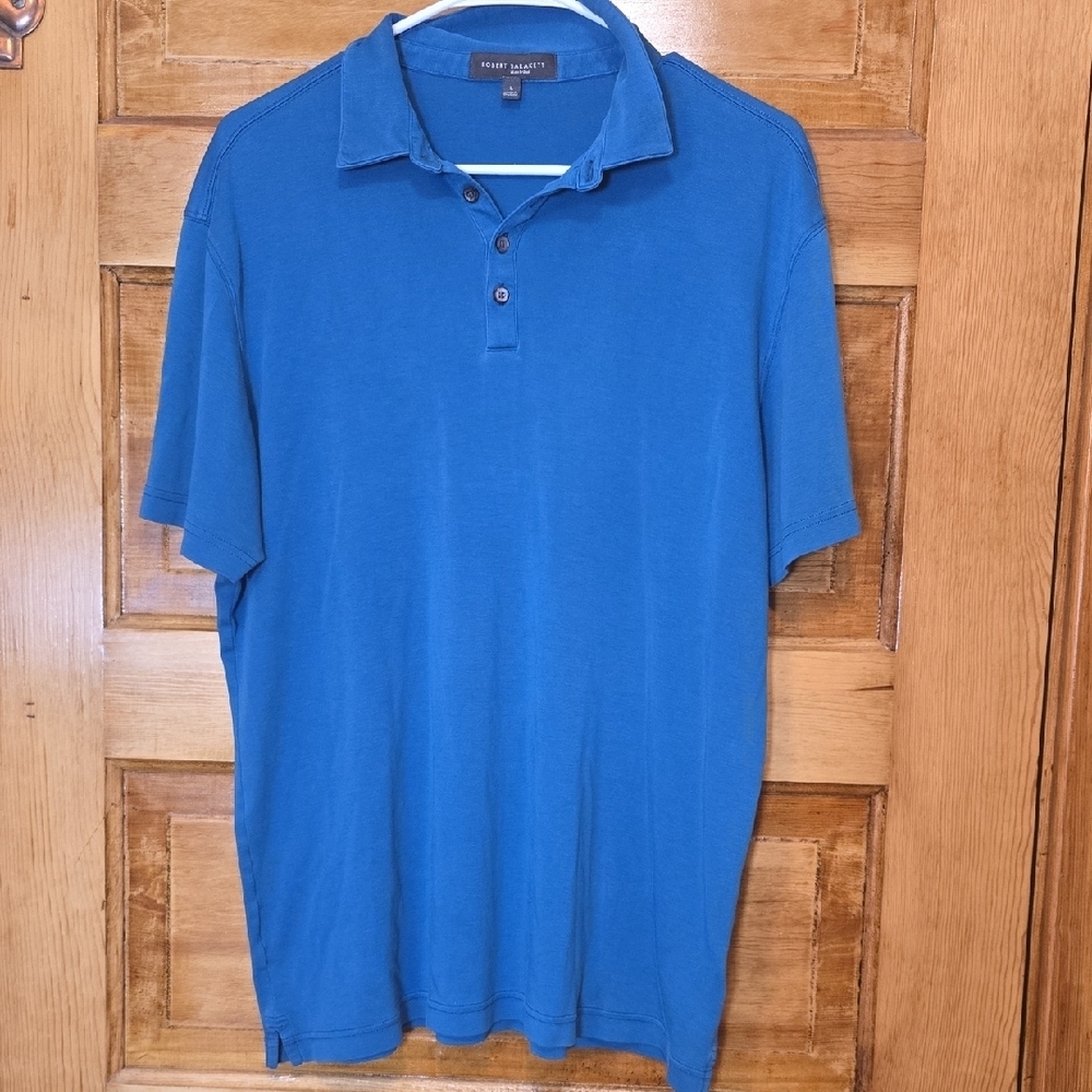 Robert Barakett Blue Short Sleeve 100% Pima Cotton Polo Golf Shirt L